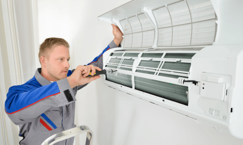 We clean the air conditioner ourselves